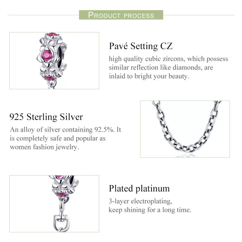 (imagen para) Cadena de seguridad estilo Pandora de plata con guirnalda de hadas - BSC035 - Ver 7