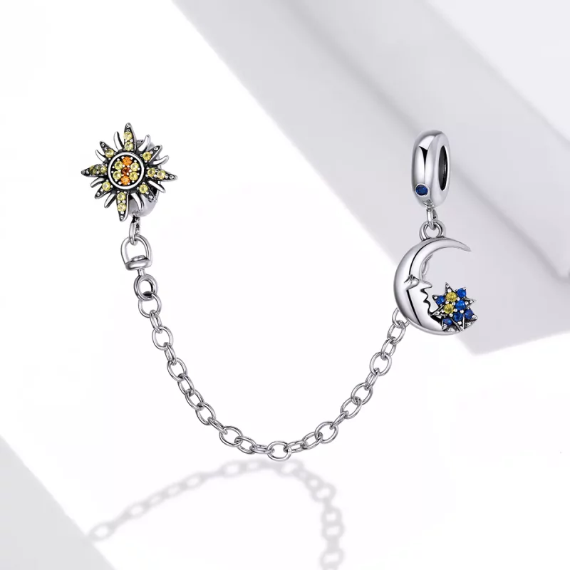 (imagen para) Cadena de seguridad estilo Pandora en plata con diseño de todo el universo - SCC - Ver 2