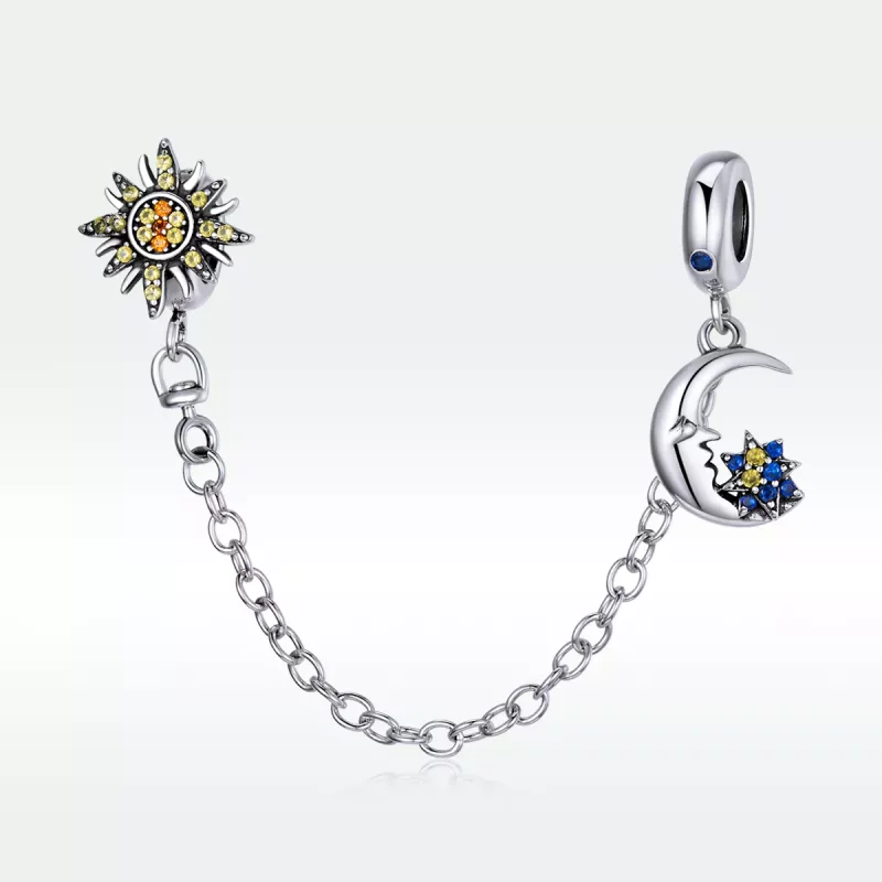 (imagen para) Cadena de seguridad estilo Pandora en plata con diseño de todo el universo - SCC - Ver 5