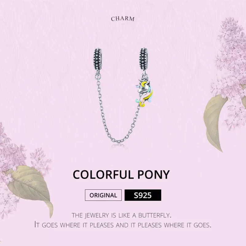 (imagen para) Pandora Style Cadena de Seguridad de Pony Colorido Plateado - SCC1571 - Ver 6