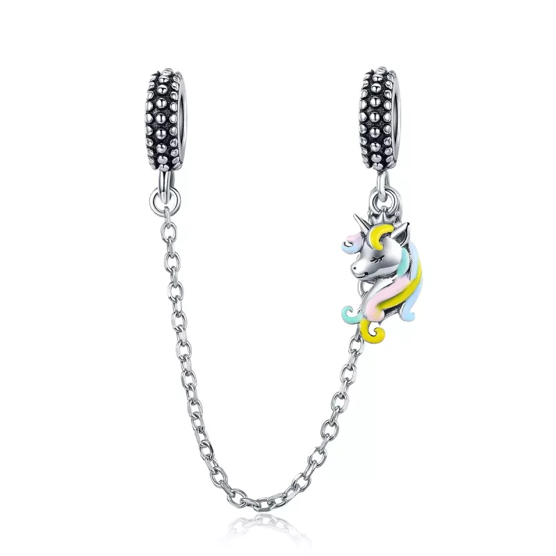 (imagen para) Pandora Style Cadena de Seguridad de Pony Colorido Plateado - SCC1571