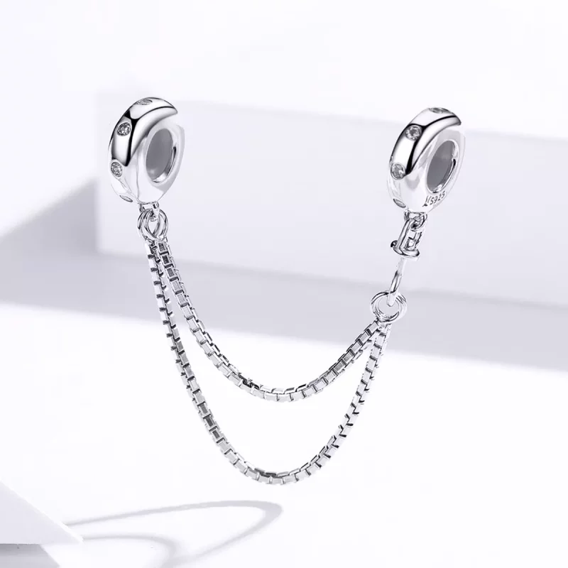 (imagen para) Pulsera de seguridad de cadena simple estilo Pandora en plata - SCC1419 - Ver 2