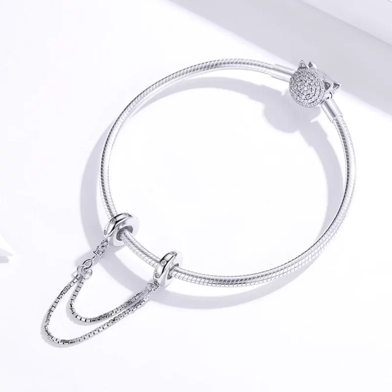(imagen para) Pulsera de seguridad de cadena simple estilo Pandora en plata - SCC1419 - Ver 3