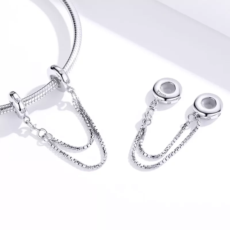 (imagen para) Pulsera de seguridad de cadena simple estilo Pandora en plata - SCC1419 - Ver 4