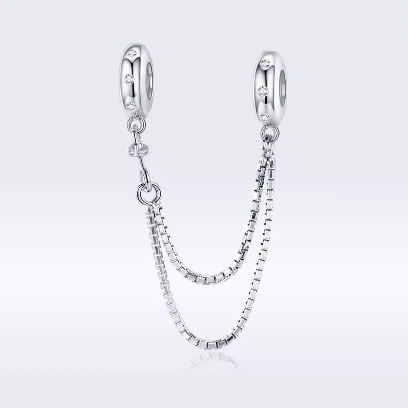 (imagen para) Pulsera de seguridad de cadena simple estilo Pandora en plata - SCC1419 - Ver 5
