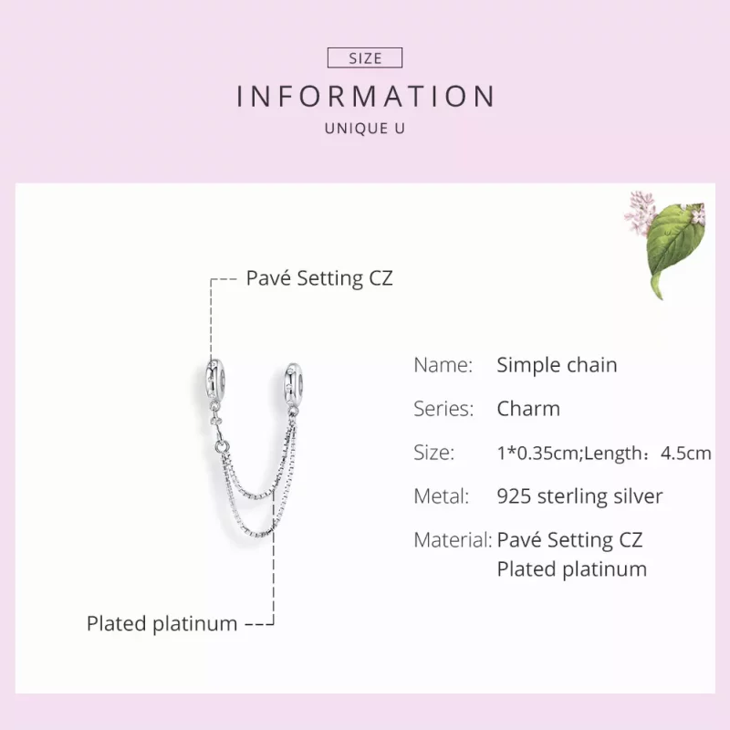 (imagen para) Pulsera de seguridad de cadena simple estilo Pandora en plata - SCC1419 - Ver 7