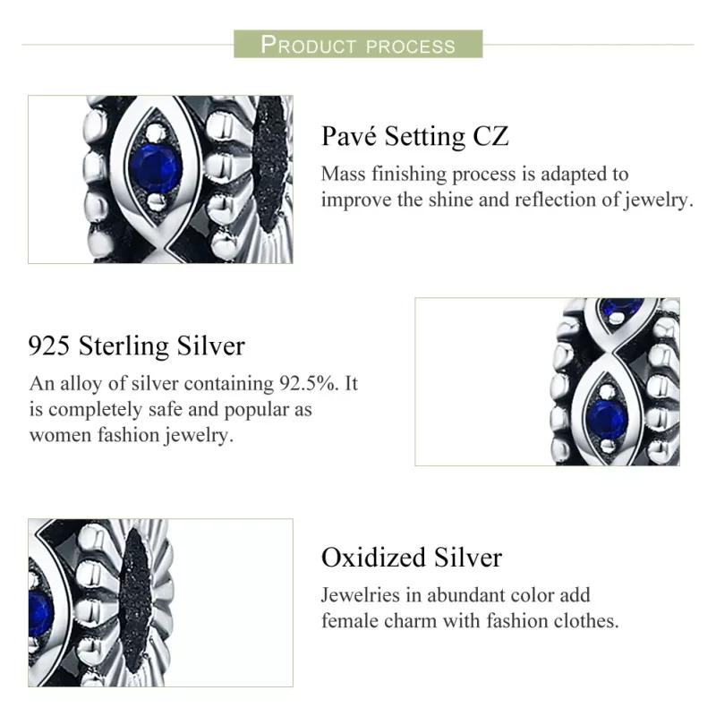 (imagen para) Pulsera de seguridad de ojo del diablo estilo Pandora en plata - SCC617 - Ver 6