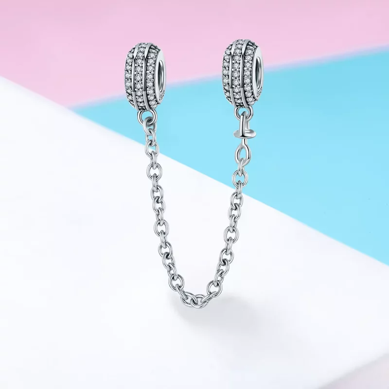 (imagen para) Pulsera de seguridad estilo Pandora con cadena plateada - SCC812 - Ver 2