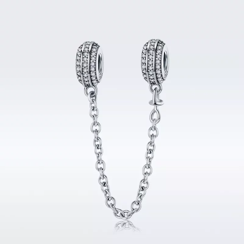 (imagen para) Pulsera de seguridad estilo Pandora con cadena plateada - SCC812 - Ver 3