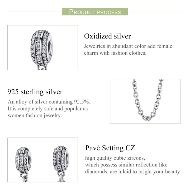 (imagen para) Pulsera de seguridad estilo Pandora con cadena plateada - SCC812 - Ver 7