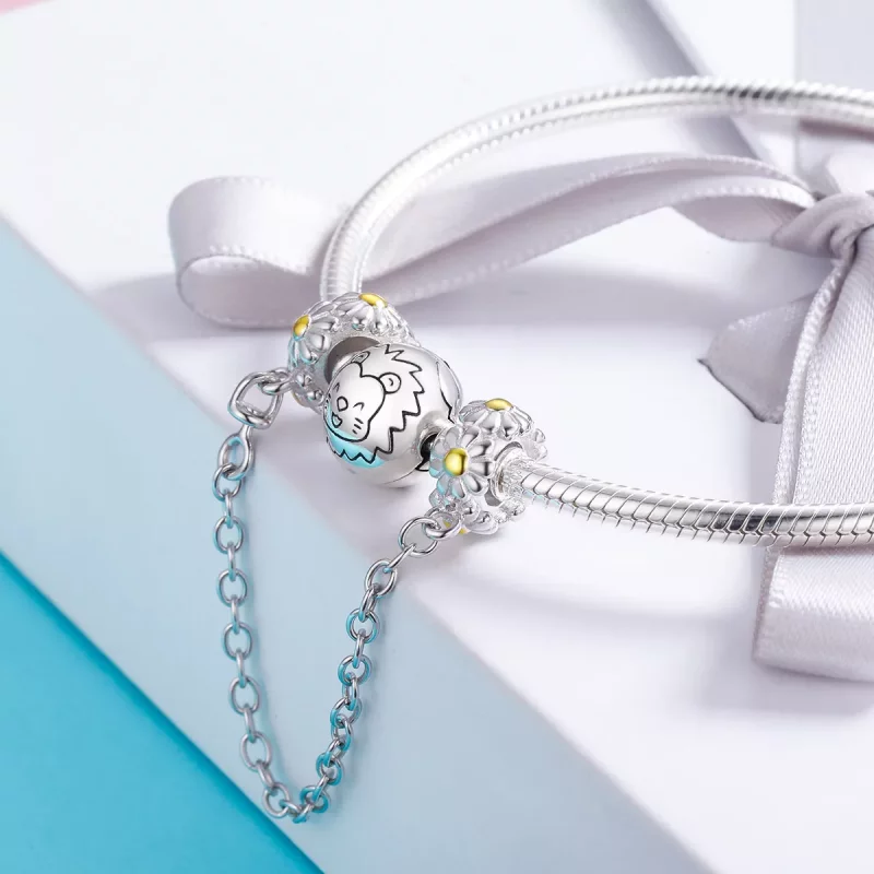 (imagen para) Pulsera de seguridad estilo Pandora de dos tonos con cadena de margaritas - SCC6 - Ver 5