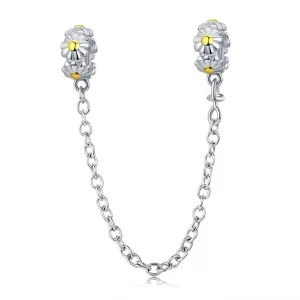 (imagen para) Pulsera de seguridad estilo Pandora de dos tonos con cadena de margaritas - SCC618