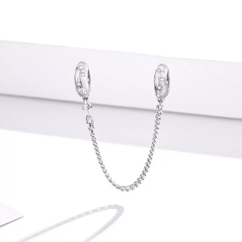 (imagen para) Pulsera de seguridad estilo Pandora en plata con diseño de ondas de agua - SCC15 - Ver 2
