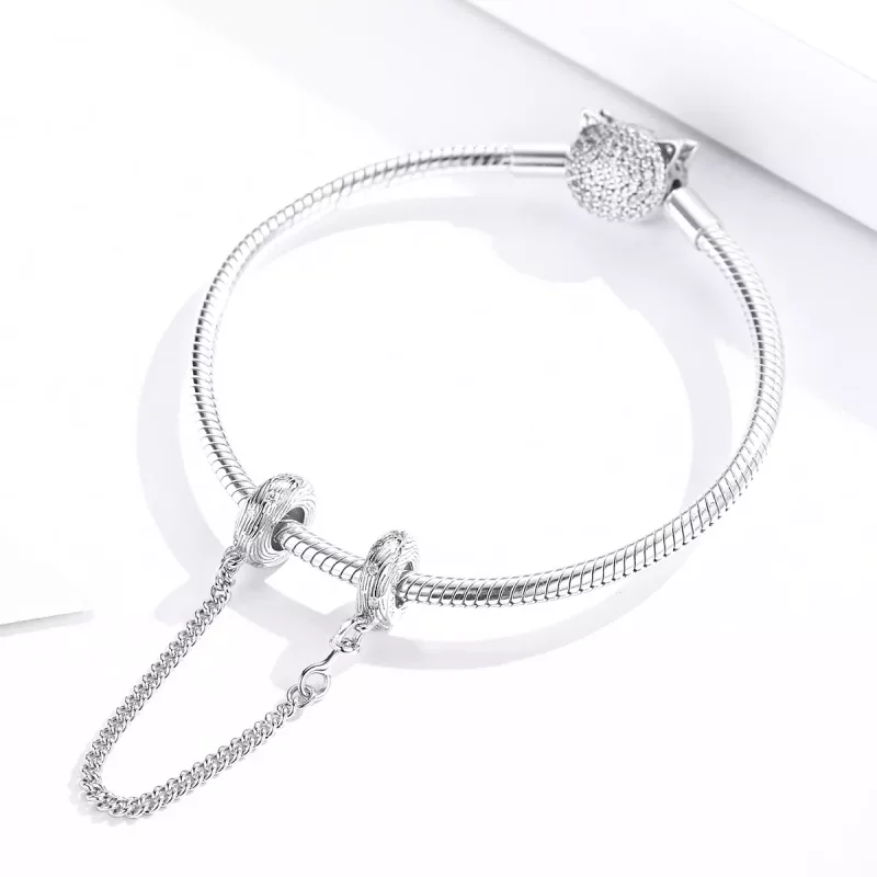 (imagen para) Pulsera de seguridad estilo Pandora en plata con diseño de ondas de agua - SCC15 - Ver 3