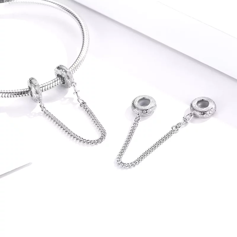 (imagen para) Pulsera de seguridad estilo Pandora en plata con diseño de ondas de agua - SCC15 - Ver 4