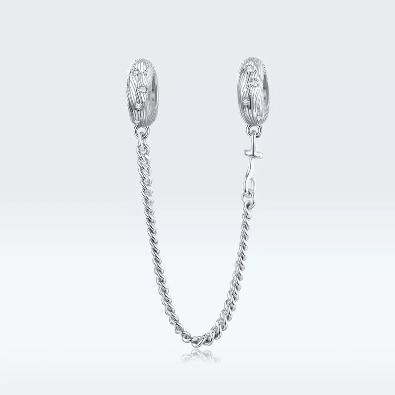 (imagen para) Pulsera de seguridad estilo Pandora en plata con diseño de ondas de agua - SCC15 - Ver 5