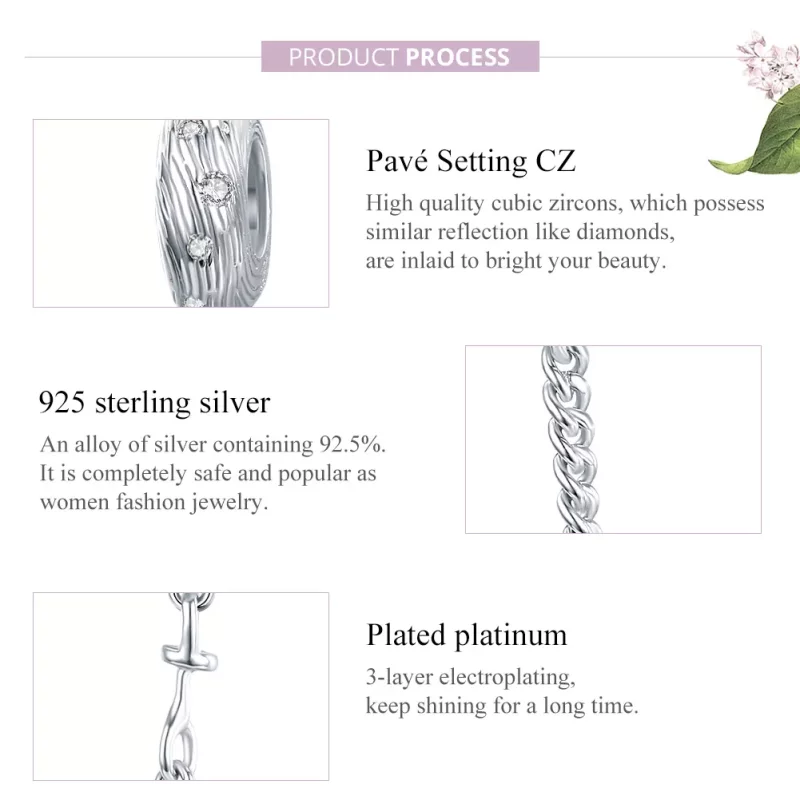 (imagen para) Pulsera de seguridad estilo Pandora en plata con diseño de ondas de agua - SCC15 - Ver 8