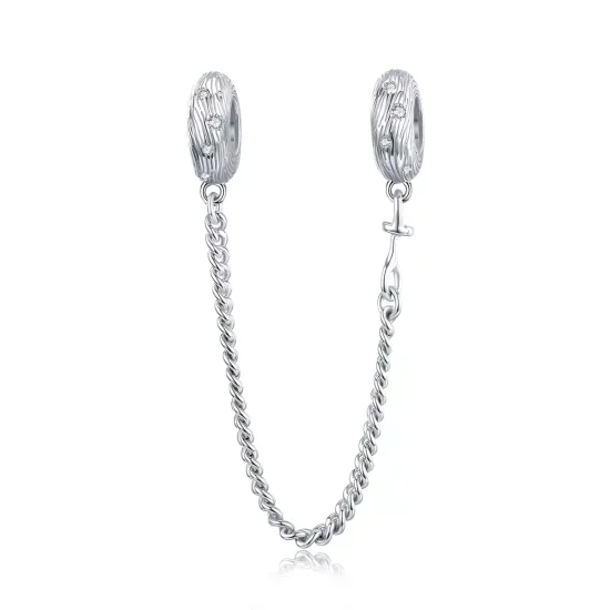 (imagen para) Pulsera de seguridad estilo Pandora en plata con diseño de ondas de agua - SCC1577