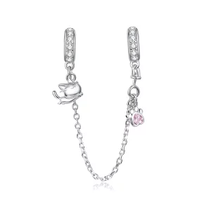 (imagen para) Pulsera de seguridad estilo Pandora en plata con gato y garra - BSC243