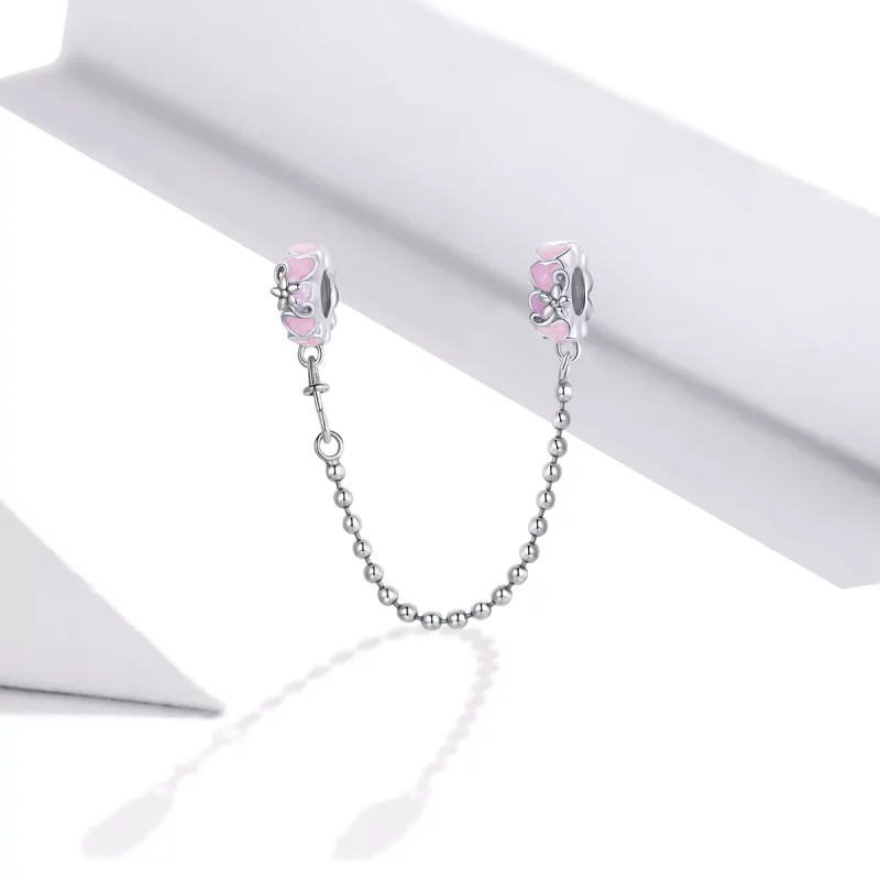 (imagen para) Pulsera de seguridad estilo Pandora en plata con margaritas de amor - SCC1799 - Ver 2