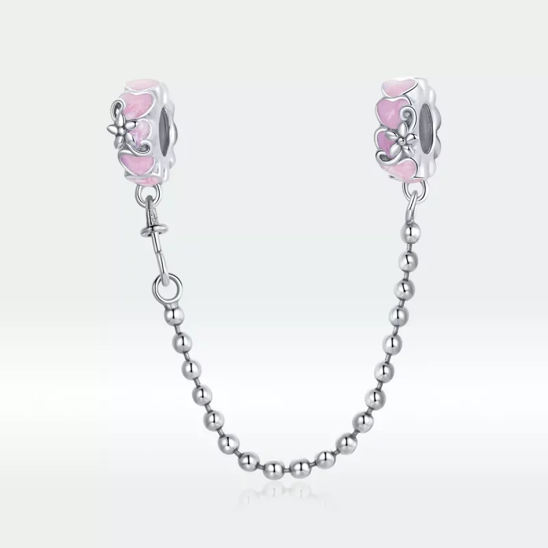 (imagen para) Pulsera de seguridad estilo Pandora en plata con margaritas de amor - SCC1799 - Ver 5