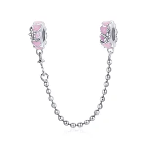 (imagen para) Pulsera de seguridad estilo Pandora en plata con margaritas de amor - SCC1799