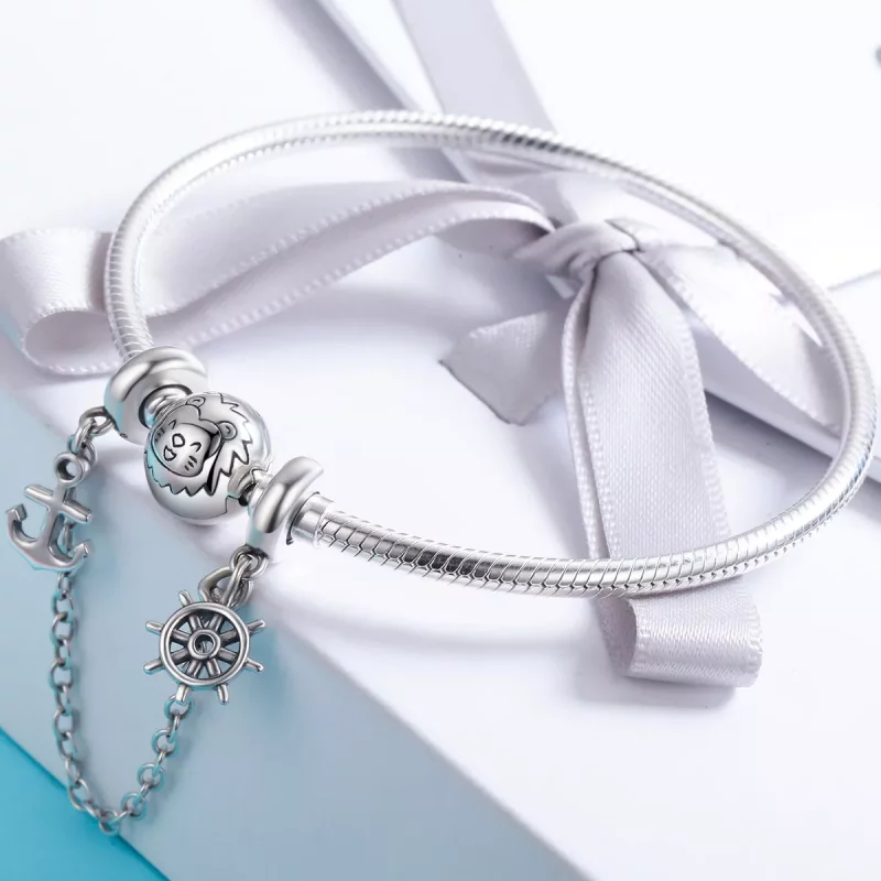 (imagen para) Pulsera de seguridad estilo Pandora en plata - SCC604 Viaje - Ver 4