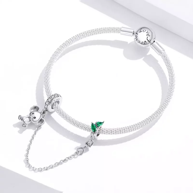 (imagen para) Pulsera de seguridad Koala lindo de estilo Pandora en plata - SCC1523 - Ver 3