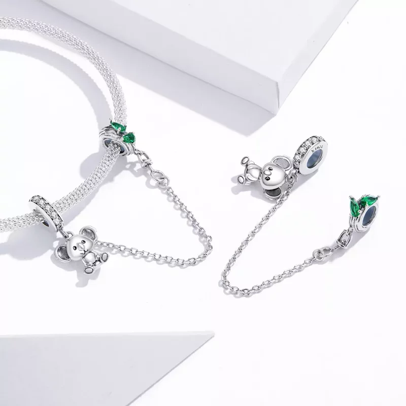 (imagen para) Pulsera de seguridad Koala lindo de estilo Pandora en plata - SCC1523 - Ver 4