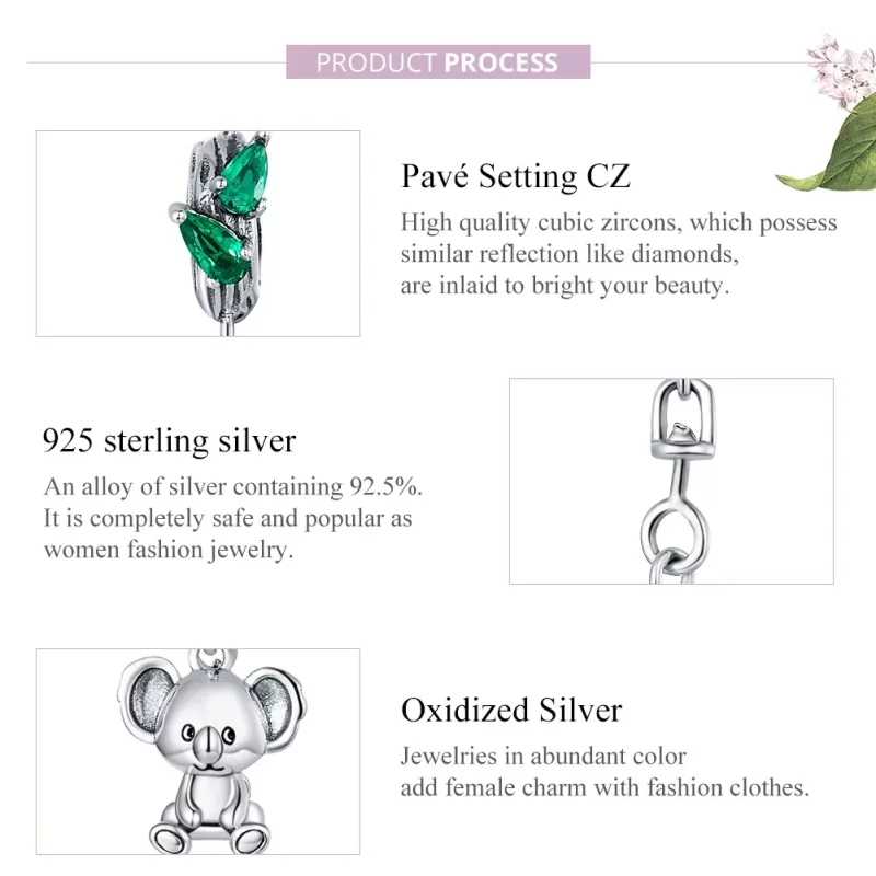 (imagen para) Pulsera de seguridad Koala lindo de estilo Pandora en plata - SCC1523 - Ver 8