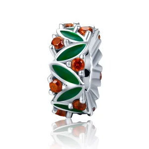 (imagen para) Charm de espaciador con hojas de árbol de Navidad plateado al estilo Pandora - SCC317