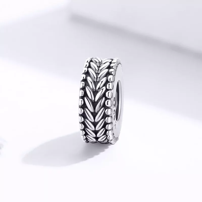 (imagen para) Charm de Espaciador de Trigo de Plata Estilo Pandora - SCC1452 - Ver 2