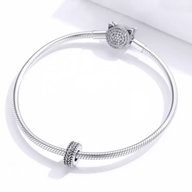 (imagen para) Charm de Espaciador de Trigo de Plata Estilo Pandora - SCC1452 - Ver 3