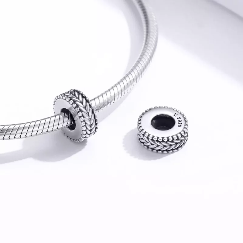 (imagen para) Charm de Espaciador de Trigo de Plata Estilo Pandora - SCC1452 - Ver 4