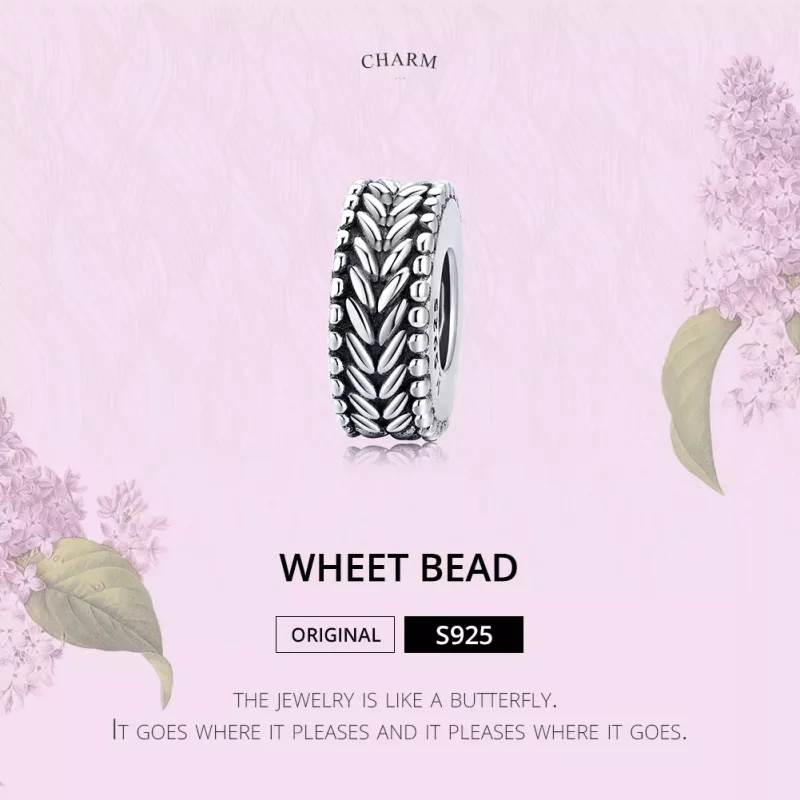 (imagen para) Charm de Espaciador de Trigo de Plata Estilo Pandora - SCC1452 - Ver 6
