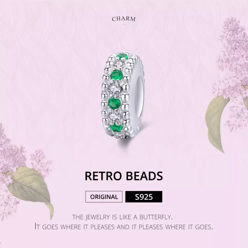 (imagen para) Charm de estilo Pandora plateado retro - BSC185 - Ver 6
