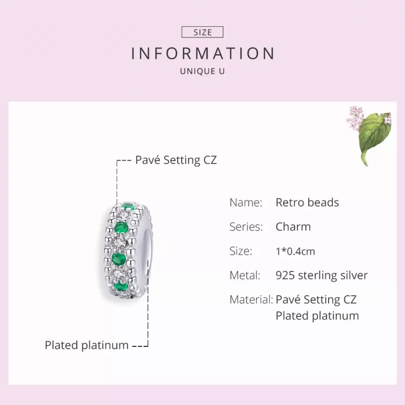 (imagen para) Charm de estilo Pandora plateado retro - BSC185 - Ver 7