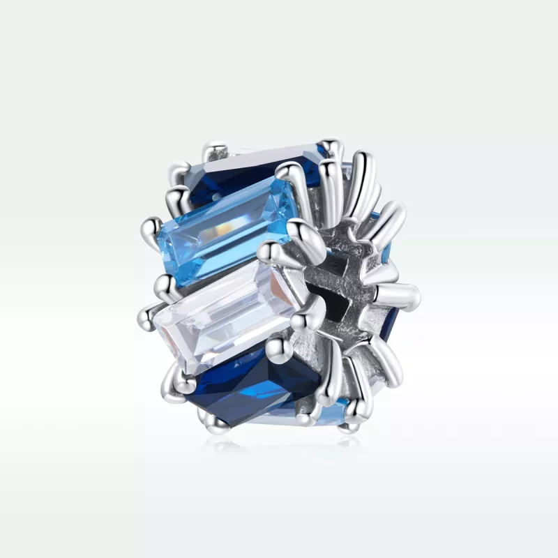 (imagen para) Charm de separador cuadrado azul plateado estilo Pandora - SCC1806 - Ver 5