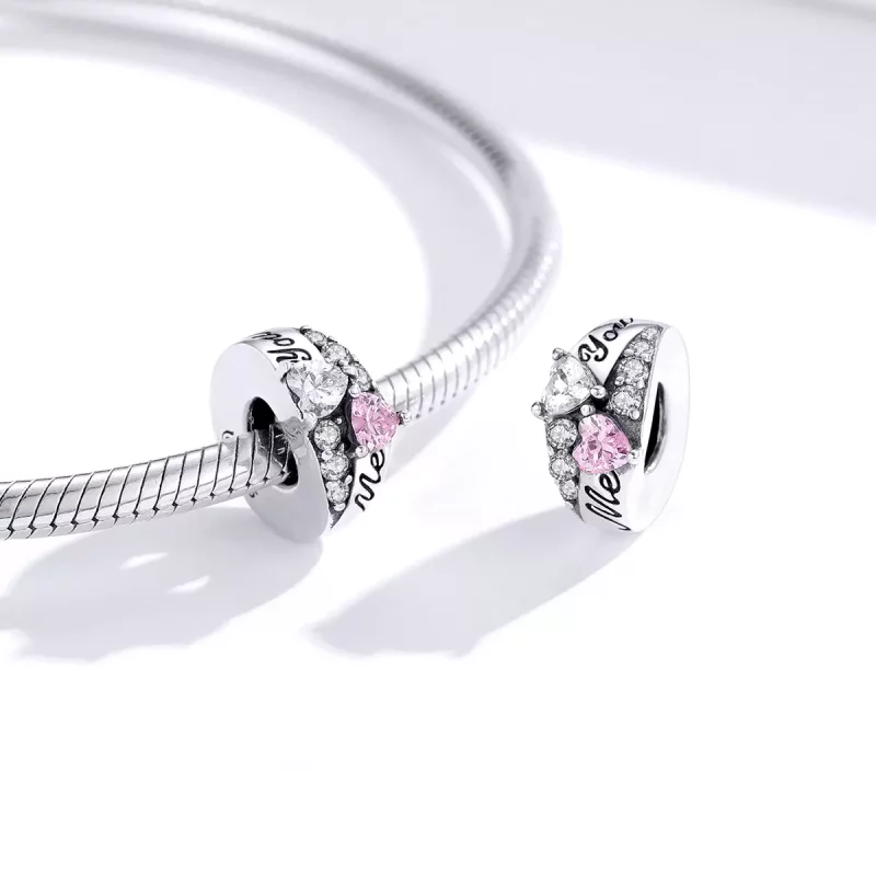 (imagen para) Charm de separador de corazón dulce de estilo Pandora en plata - BSC283 - Ver 3