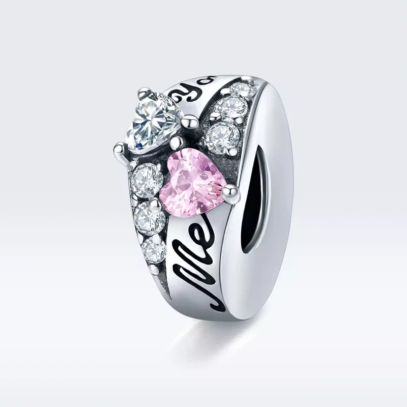 (imagen para) Charm de separador de corazón dulce de estilo Pandora en plata - BSC283 - Ver 5
