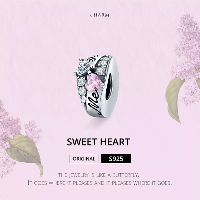 (imagen para) Charm de separador de corazón dulce de estilo Pandora en plata - BSC283 - Ver 6