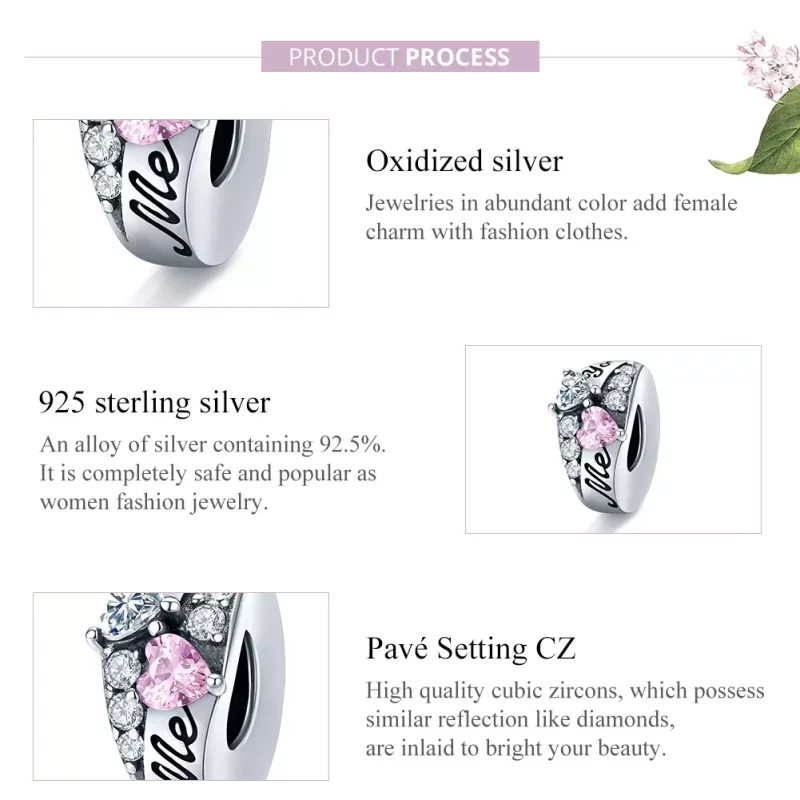 (imagen para) Charm de separador de corazón dulce de estilo Pandora en plata - BSC283 - Ver 8