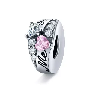 (imagen para) Charm de separador de corazón dulce de estilo Pandora en plata - BSC283