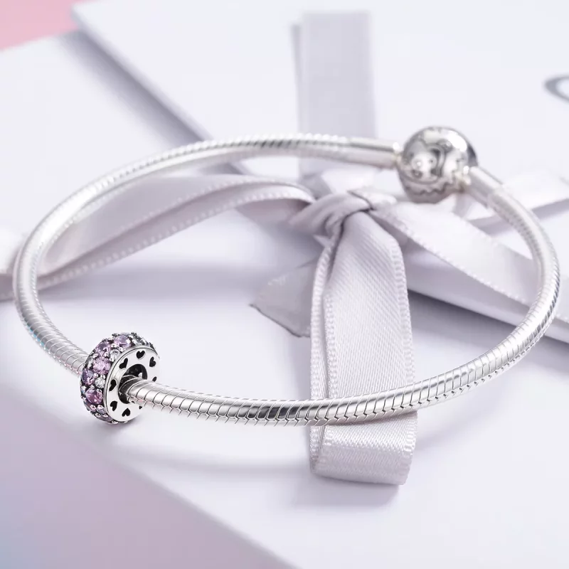 (imagen para) Charm de separador de corazón plateado al estilo Pandora - SCC635 - Ver 3