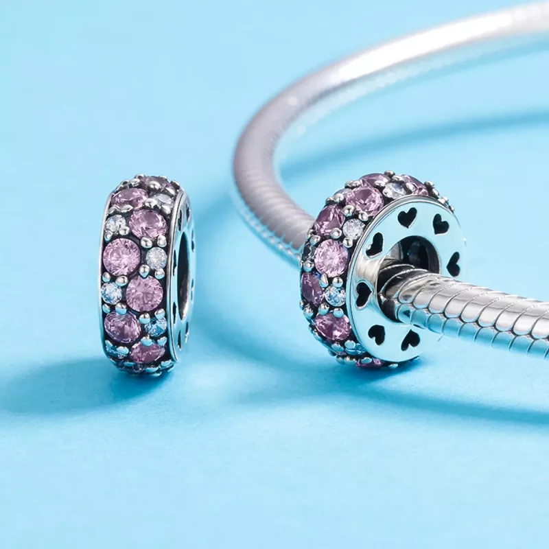 (imagen para) Charm de separador de corazón plateado al estilo Pandora - SCC635 - Ver 4