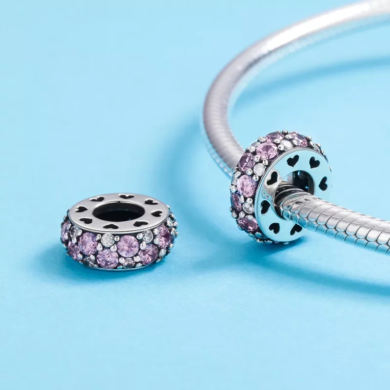 (imagen para) Charm de separador de corazón plateado al estilo Pandora - SCC635 - Ver 6