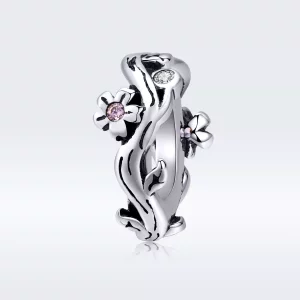 (imagen para) Charm de separador de flor plateada estilo Pandora - SCC1448