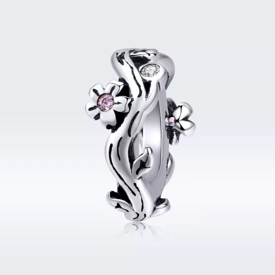 (imagen para) Charm de separador de flor plateada estilo Pandora - SCC1448