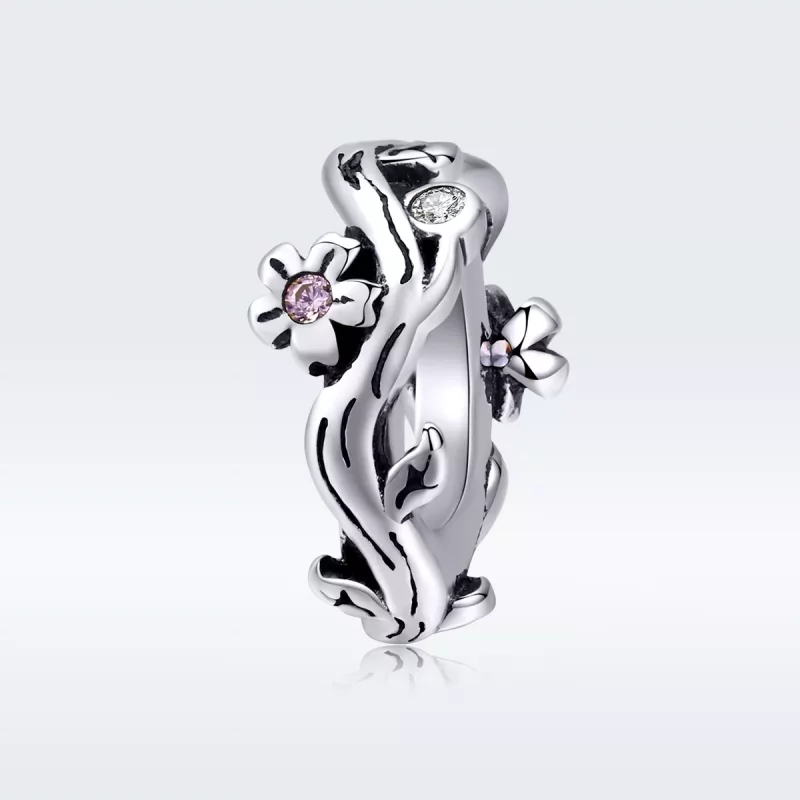 (imagen para) Charm de separador de flor plateada estilo Pandora - SCC1448