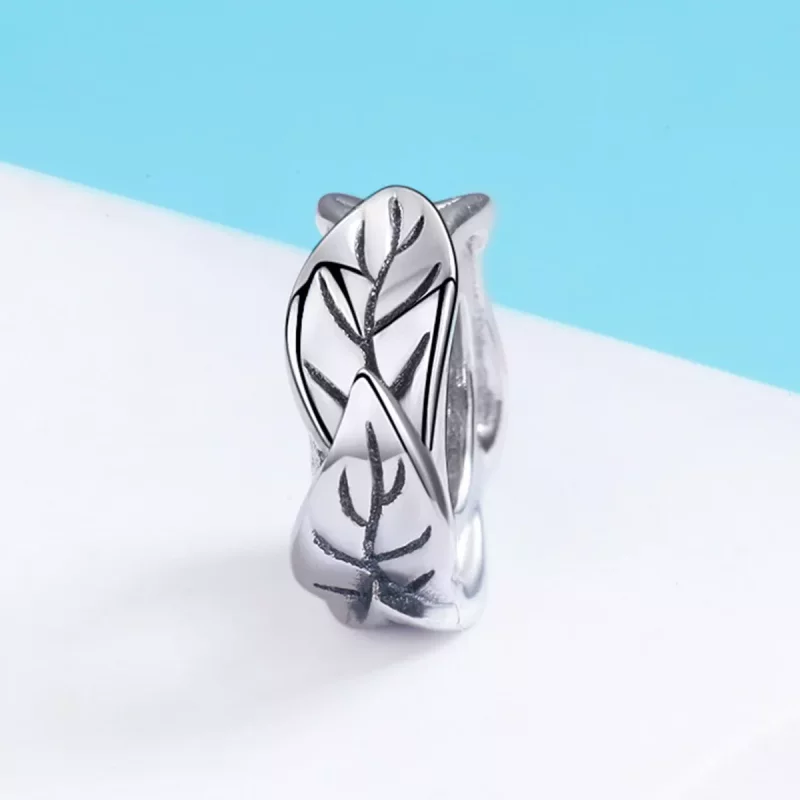 (imagen para) Charm de separador de hojas blancas de plata al estilo Pandora - SCC597 - Ver 3